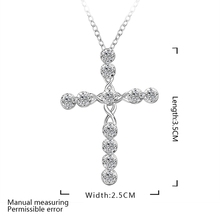 Hot sell new style silver plated CZ diamond Crystal Necklace Fashion Jewelry Classic Cross Free shipping