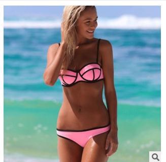 New 2014 Women Sexy Bikini With Rims Triangle Bra Neoprene Bikini Women s Hot Swimsuits Ladies