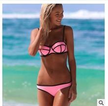 New 2014 Women Sexy Bikini With Rims Triangle Bra Neoprene Bikini Women s Hot Swimsuits Ladies