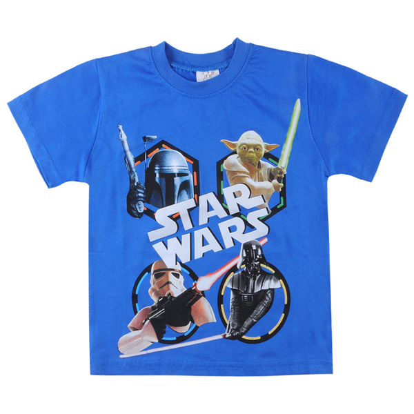 Children T-shirts Boys Clothing Tunic Star Wars Short Sleeve T-shirts 100% Cartoon 2 Colors