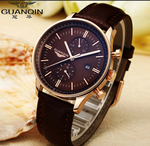 Top Brand luxury GUANQIN Fashion Luminous Quartz Watches Men Leather Strap Waterproof Men Watch Relogios Masculino relojes