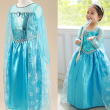 2016 top quality elsa dress girls Cosplay Dress Costume princess anna Dress Kids party dresses fantasia infantis vestido Menina
