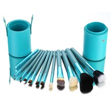 Free shipping 12Pcs Pro Soften Makeup Tools Brush Set Kit with Brush Pot Protector Travel BSEL