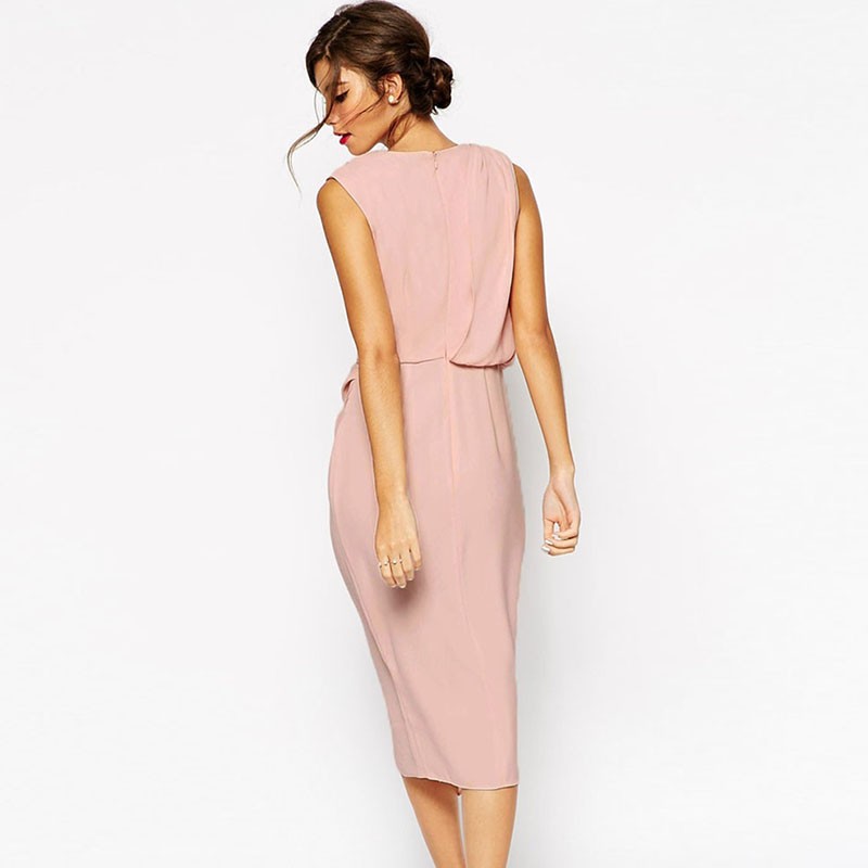 Pink-Wedding-Wrap-Drape-Midi-Dress-LC60173-27062