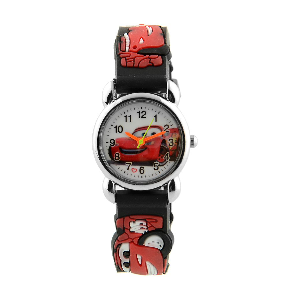Cute Cartoon 3D Car Analog Quartz Child Kids Wrist Watch Red Band Strap Christmas Birthday Gift