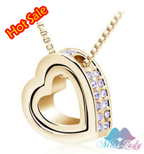 18K Gold Plated Austrian Crystal design Heart Necklaces & Pendants Fashion Jewelry for 2013 women 2891