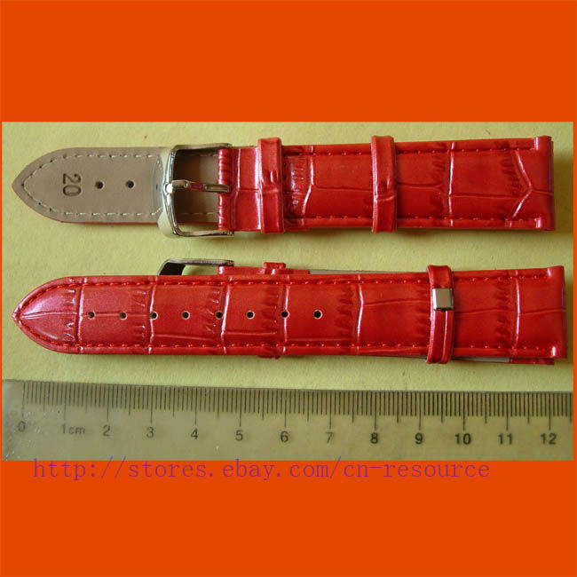 1 x 20 mm GENUINE COW LEATHER watch band red 04