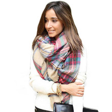 Jimshop Top New 2016 Korean Style Women New Wool Blend Blanket Oversized Tartan Scarf Freeshipping Hot