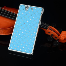 Rhinestone Plastic Rubberized Matte Cover With Silver Edge Star Bling Case For Sony Xperia Z L36H