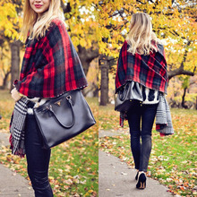 Hot Lady Women Neck Warm Tartan Grid Pashminas Reversible Shawl Scarf Wrap drop shipping