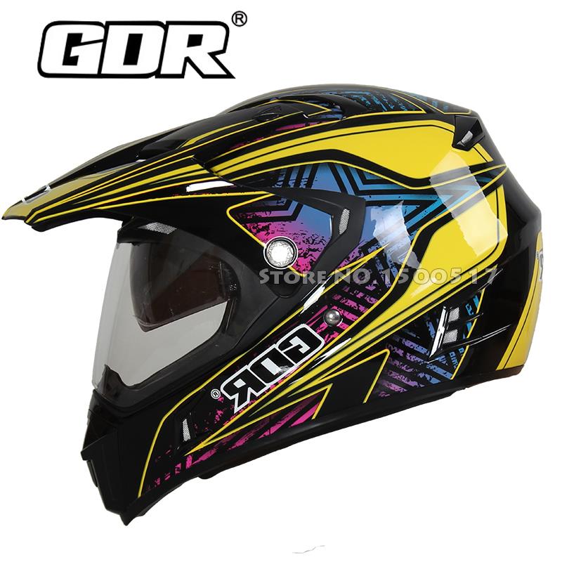 Dual Visors Full Face Motorcycle Motocross Helmet GDR311B Off Road Moto Motocicleta Capacete Casco Double Lens Helmets Gear