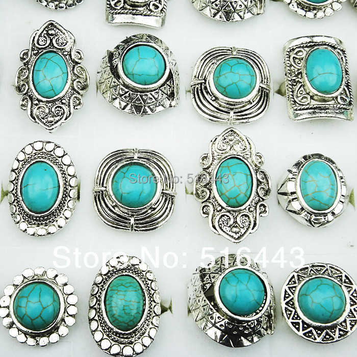 Vintage 10pcs Wholesale Jewelry Lots Turquoise Stones Antique Silver ...