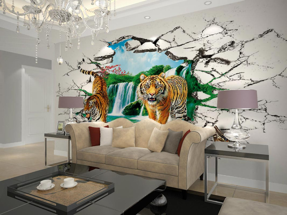 papel de parede 3d room wallpaper for walls 3 d landscape stereoscopic tigers wall paper murals tv sofa background wall decor