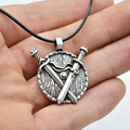 10pcs Viking Legends Crossed Swords Pendant Norse Viking Warrior Necklace Antique Silver Sword Punk Jewelry CT208