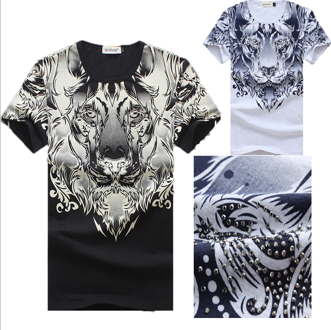 Men T-Shirt New Summer 2015 Fashion Round Neck Sho...