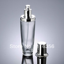 120ml transparent glass lotion bottle with silver pump for Cosmetic Packaging