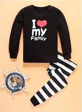 2016 Spring Autumn Baby Girls Boys i love my family Pajamas Children Sleepwear Kids Pyjamas Toddler Nightwear Pijamas Sets