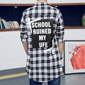 2016 fashion Hip hop Men s t shirts Red gray plaid men t shirt Tyga Oversized