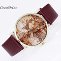 CocoShine A 923 Fashion Women s World Map Leather Band Analog Quartz Wrist Watch Watches