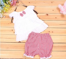 Baby Girls 2 PCS Sets Tops Shorts Clothes Hollow Out Kids Outfits 2 Colors 1 4Y