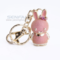 New Novelty Cute Little PInk Rabbit Keychains Casual 3D Key Finder Animal Key Ring Holder For