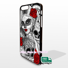 Sugar skull tattoo girl pocket watch phone case cover for for Iphone 4S 5 5S 5C