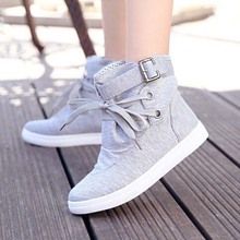 Women Shoes Boots Canvas Shoes 2015 New Autumn Winter Fashion Brand Eur Size 36-40 Solid Lace-Up Casual Ankle Boot Flats 1524