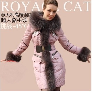 2013 Brand Down Jacket Women Luxury royalcat big fur collar down coat medium-long female thickening Down Coat Free shipping 1348