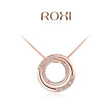 1PCS Free Shipping! 18K Rose Gold Plated Austrian Crystal Round Pendant Necklace Jewelry for women