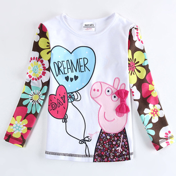 Дети девушка майка 2014-нова бренд одежда из хлопка девушки футболки детская одежда вышивка майка ребенка в горошек девушка майка