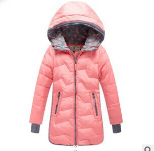 Retail 1 Pcs Children Medium-Long Casual Duck Down Coat Outwear Baby Girls Winter Coat Jackets For Girls With A Hood CC1471