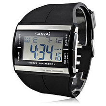 Fashion Men Sports Watches LCD Digital Electronic 2014 new Military Watch Rubber Band Quartz Wrist SanTai Brand Free Box Gift
