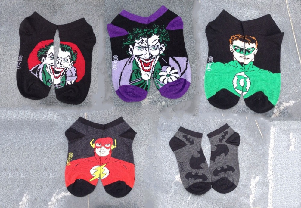  5pairs 1lot New Superman Batman Spider Man supper hero elite invisible socks summer style cotton