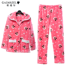 Song Riel autumn and winter flannel pajamas cartoon casual men and women couple home service people