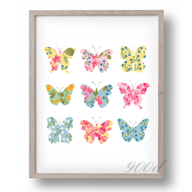 Flower Butterfly Canvas Art Print Painting Poster, Wall Pictures for Home Decoration, Home Decor 