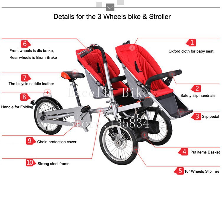 A1-Taga Pushchair-Bicycle Folding Taga Bike 16inch Mother Baby Stroller Bike baby stroller 3 in 1 Convertible Stroller Carriage stroller