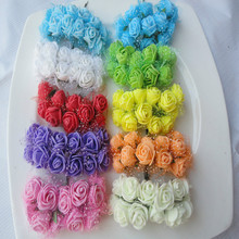 2.5CM Diameter(144p/lot)head Multicolor PE Rose Foam Mini artificial silk Flowers Bouquet Solid Color/wedding decoration wreaths