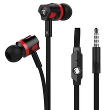 Hot Sale! 3.5mm Jack Flat Wire Earphone In-ear Wired Headset Super Bass Stereo Headphone with Mic Wire Control Free Shipping