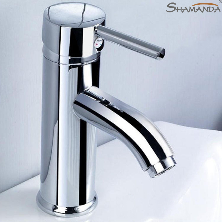 Free Shipping Modern Bathroom Products Chrome Finished Hot and Cold Water Basin Faucet Mixer,Sinlge Handle Tap-Wholesale-2317
