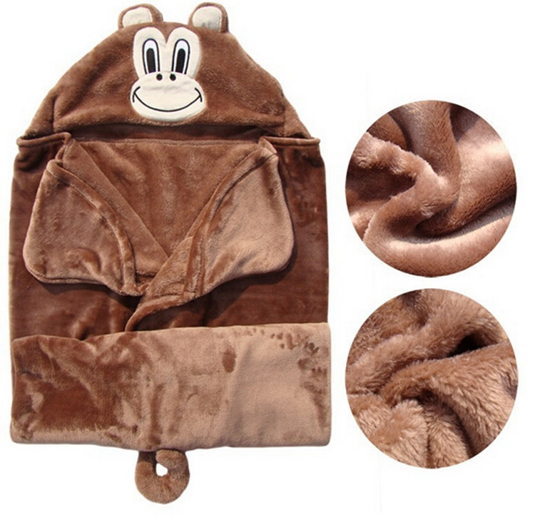 85120cm Baby Blankets Newborn Boys Girls Swaddle Wrap Portable Car Air Conditioning Rabbit Dog Monkey Quilt Ear Hat Cap (5)