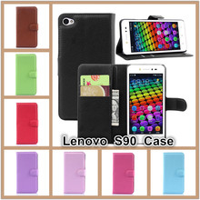 Lenovo S90 case 2015 new arrival high quality litchi texture wallet flip leather cover case for Lenovo S90 Phone with card slot