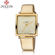 2016 JULIUS Quartz Brand Lady Watches Women Luxury Gold Square Leather Dress Casual Fasshion watch relojes mujer montre femme