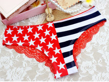 New Hot Womens Ladies Sexy Pants Flag Print Back Lace Briefs Underwear Knickers