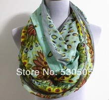 Mint green blue Aztec Pattern infinity Scarf Black Floral Scarf Rain Drops Scarf