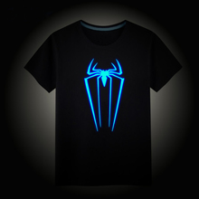 Suitable Height 100-185CM Fashion Children T-Shirt 100% Cotton Short Sleeve Night Light Boys Girls Spide Fluorescent T Shirt