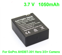 3.7 В 1050 мАч резервного литий-ионный аккумулятор для GoPro AHDBT-301 героя 3/3 + спорт действий камеры