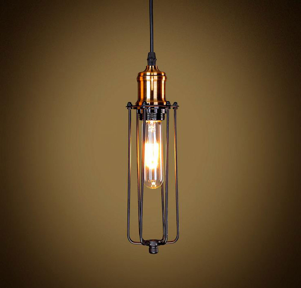Traditional Mini Black Wire Long Cage Pendant Light ... Traditional Mini Black Wire Long Cage Pendant Light ...