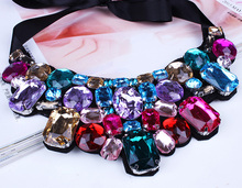 2015Hot Europe And The United States Jewelry Fashion Crystal Flowers Fake Collar Statement Necklace For Women