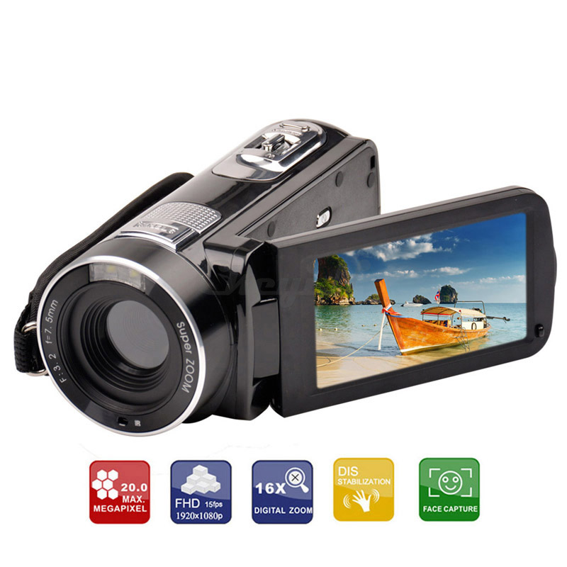 Digital Full HD Camera 1080P 20MP pixels Video Camera 3.0'' TFT LCD 16X Zoom Camcorders DVR Recorder Anti-Shake DVR27-H55