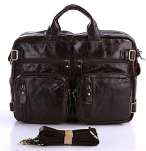 Free Shipping Vintage Genuine Leather Men Backpack Travel Bag Messenger Bag Briefcase Portfolio 14 inch Laptop Bag #MW-J7026